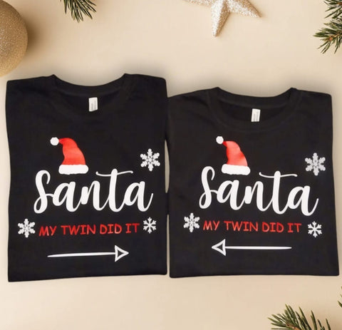 Santa - My twin did it - T-shirt or jumper set