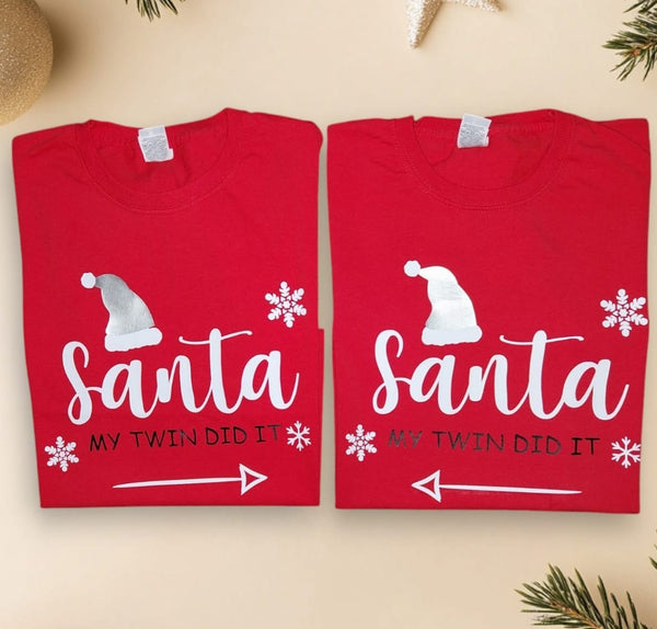 Santa - My twin did it - T-shirt or jumper set