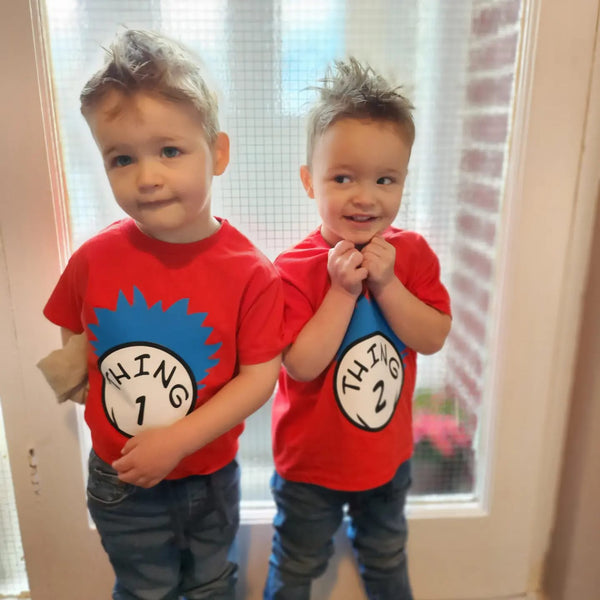 Thing 1 and Thing 2 - Dr Seuss T-Shirt - Set of 2