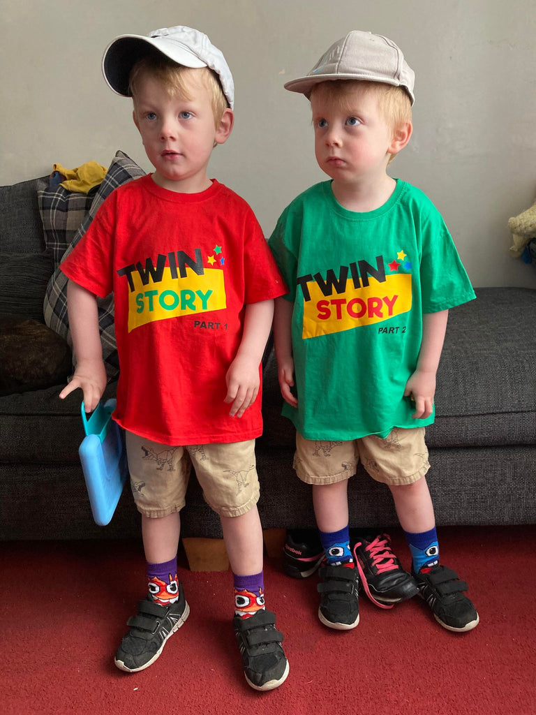 Twin Story T-shirts - Red and Green – Twinny Things