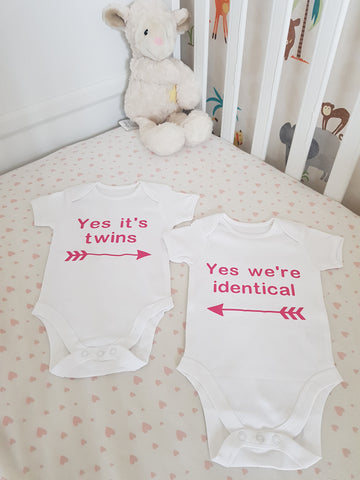 We're Identical Baby Vest Set - Twin Baby Clothes