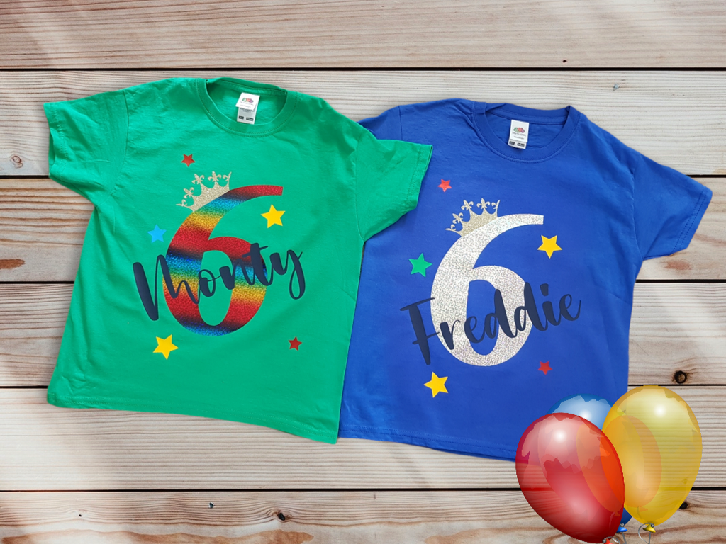 Personalised Birthday Number T Shirts Set of 2 Twinny Things