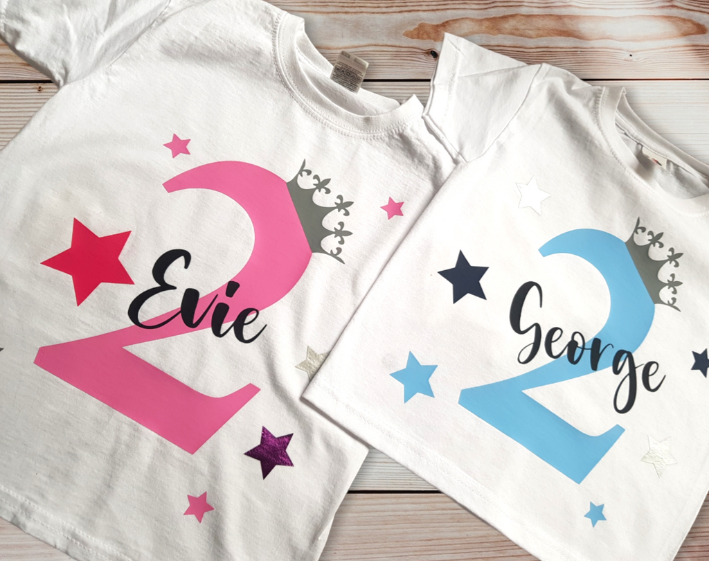 Personalised Birthday Number T Shirts Set of 2