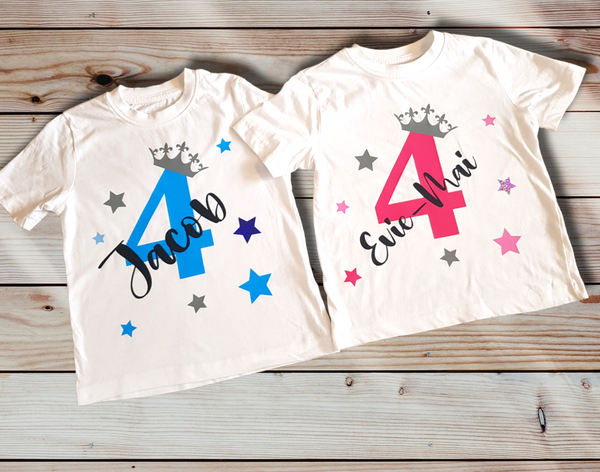 Personalised Birthday Number T-Shirts - Set of 2