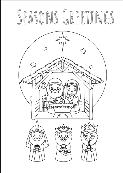 Colour Your Own Christmas Card - Set of 8