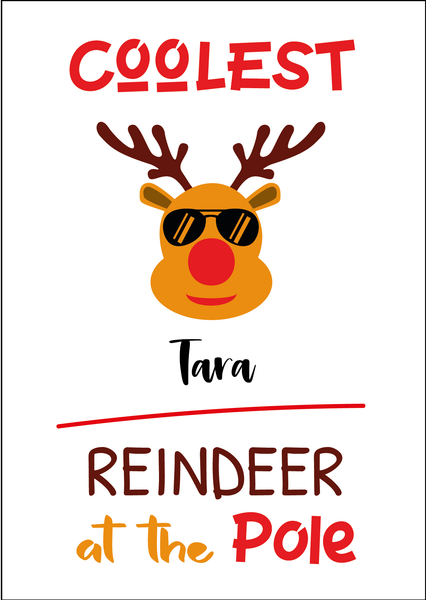 Personalised Twin Christmas Card Set - 2 Cards - Cool Reindeer