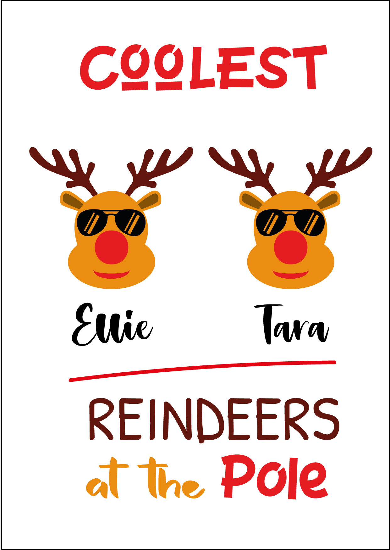 Personalised Twin Christmas Card - Coolest Reindeer