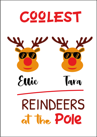 Personalised Twin Christmas Card - Coolest Reindeer