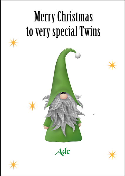 Personalised Twin Christmas Card Set - 2 Cards - Gonks