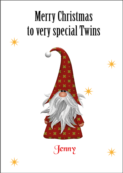 Personalised Twin Christmas Card Set - 2 Cards - Gonks