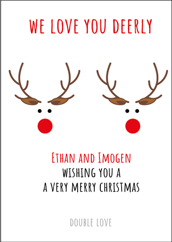 Personalised Twin Christmas Card - Reindeer