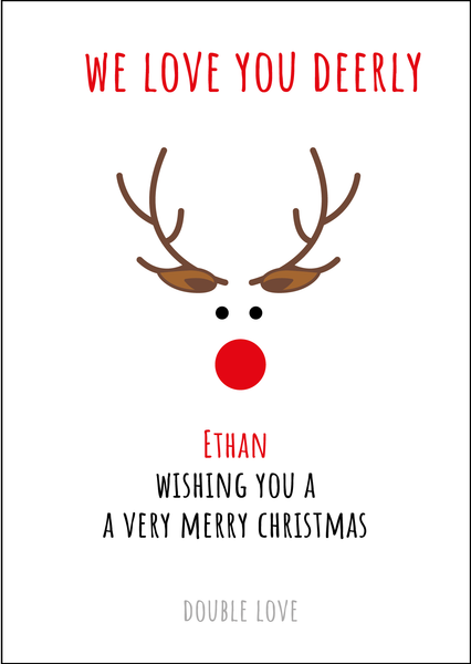 Personalised Twin Christmas Card Set - 2 Cards - Reindeer