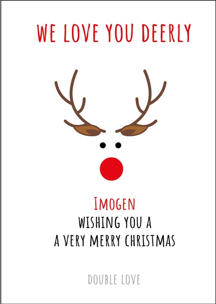 Personalised Twin Christmas Card Set - 2 Cards - Reindeer