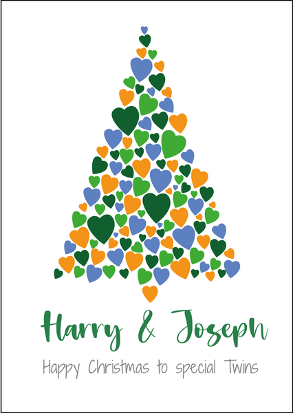 Personalised Twin Christmas Card - Christmas Tree