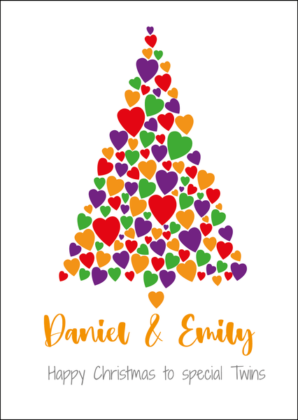 Personalised Twin Christmas Card - Christmas Tree