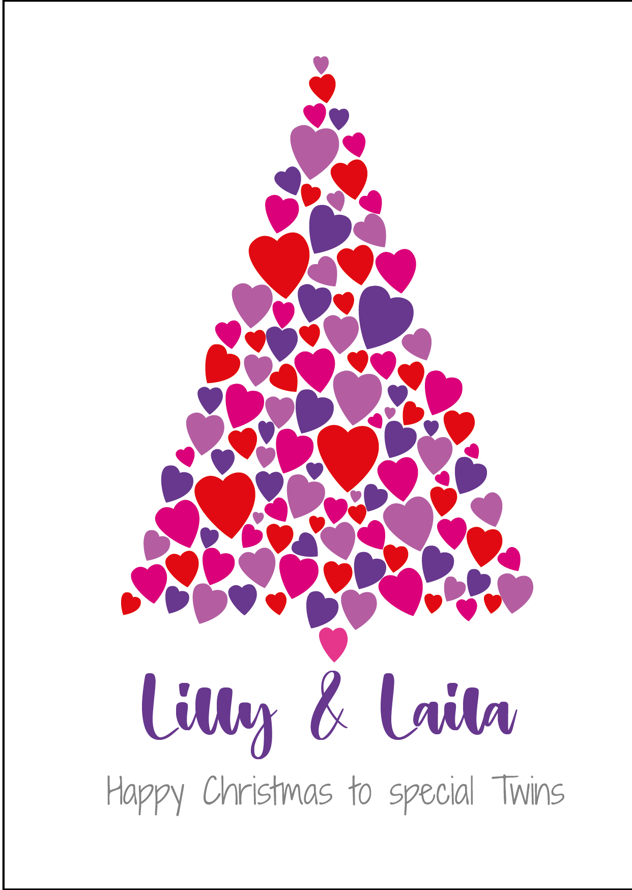 Personalised Twin Christmas Card - Christmas Tree