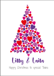 Personalised Twin Christmas Card - Christmas Tree