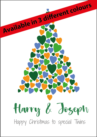 Personalised Twin Christmas Card - Christmas Tree