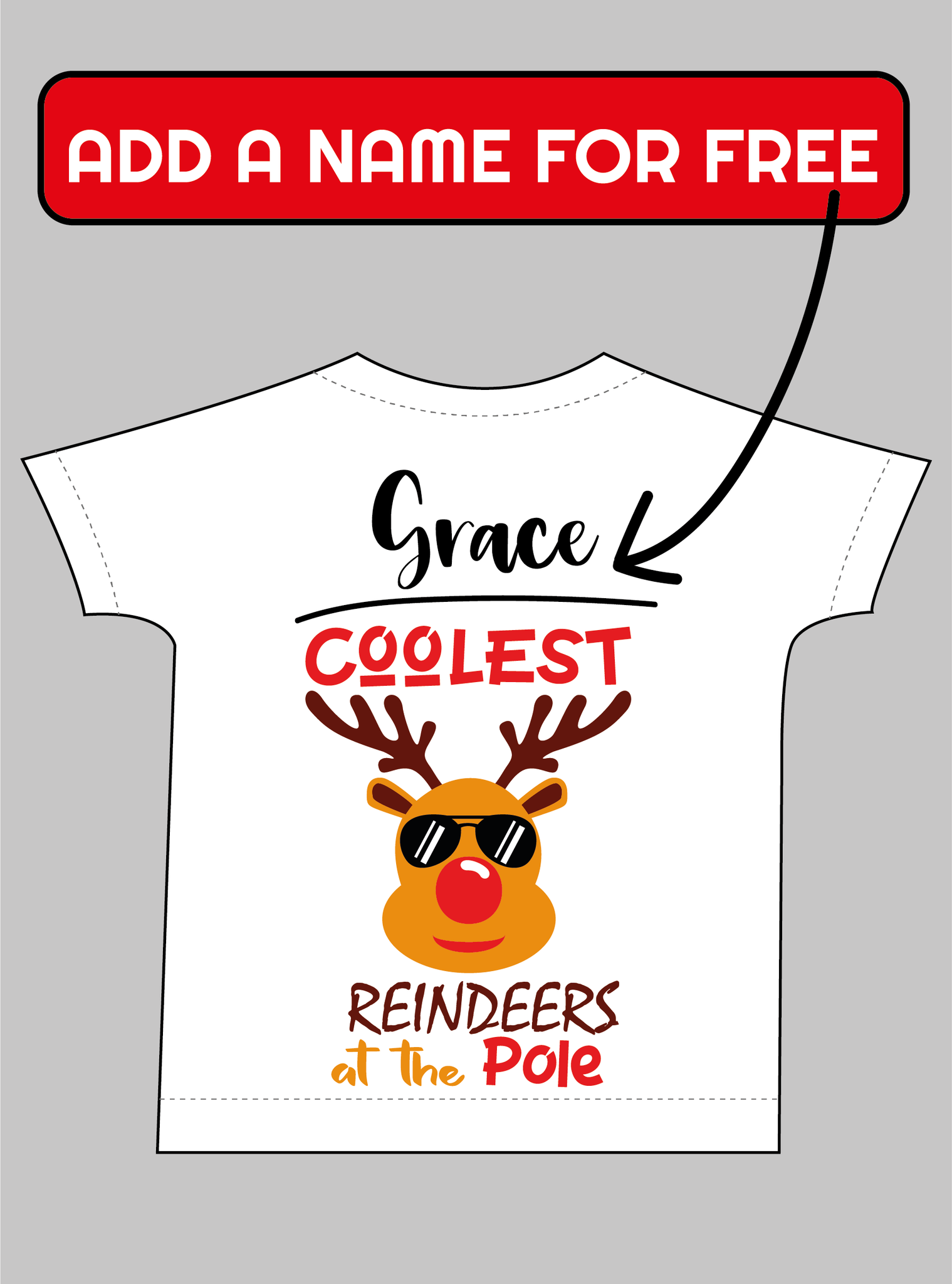 Coolest Reindeer Personalised T-shirt or Jumper