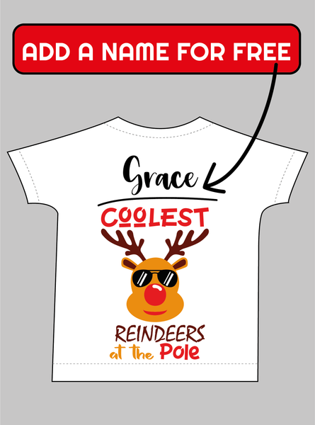 Coolest Reindeer Personalised T-shirts and Vests - Set of 2