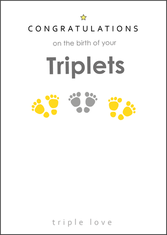 Congratulations on the Birth of your Triplets, Triplet Birth Card, New Arrival,Congratulations on your Triplets, Team Triplets, Wow Wee theres Three. Personalised on the birth cards, Personalised on the birth of your triplets cards, 