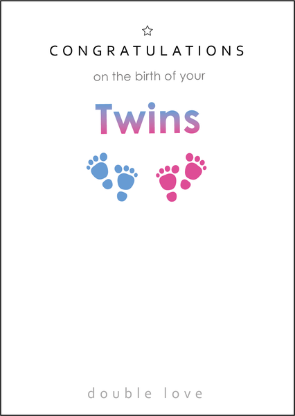 Congratulations on the Birth of your Twins, Congratulations on the Birth of your Twin Boy and Girl, Twins Birth Card, New Arrival, Congratulations on your Twins, Personalised on the birth cards, Personalised on the birth of your twins cards, Twin Cards Boy and Girl Double Love Double Blessings, Born Together Friends Forever, Two Peas in a Pod, Sometimes you Wish for a Miracle and You Get Two