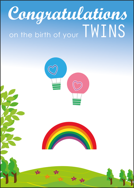 Congratulations on the Birth of your Twins, Congratulations on the Birth of your Twin Boy and Girl, Twins Birth Card, New Arrival, Congratulations on your Twins, Personalised on the birth cards, Personalised on the birth of your twins cards, Twin Cards Boy and Girl, Double Love Double Blessings, Born Together Friends Forever, Two Peas in a Pod, Sometimes you Wish for a Miracle and You Get Two