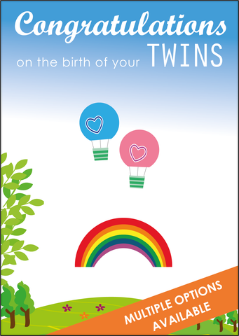 Congratulations on the Birth of your Twins, Congratulations on the Birth of your Twin Boy and Twin Girl, Twins Birth Card, New Arrival, Congratulations on your Twins, Personalised on the birth cards, Personalised on the birth of your twins cards, Twin Cards Boy and Girl, Double Love Double Blessings, Born Together Friends Forever, Two Peas in a Pod, Sometimes you Wish for a Miracle and You Get Two