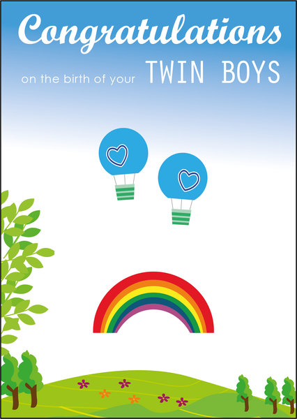 Congratulations on the Birth of your Twins, Congratulations on the Birth of your Twin Boys, Twins Birth Card, New Arrival, Congratulations on your Twins, Personalised on the birth cards, Personalised on the birth of your twins cards, Twin Cards Boys, Double Love Double Blessings, Born Together Friends Forever, Two Peas in a Pod, Sometimes you Wish for a Miracle and You Get Two