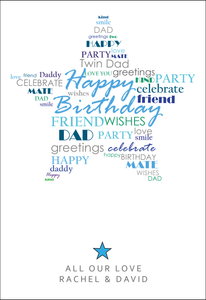 Personalised Twin Dad Birthday Card - Star