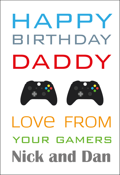 Personalised Twin Dad Birthday Card - Gaming