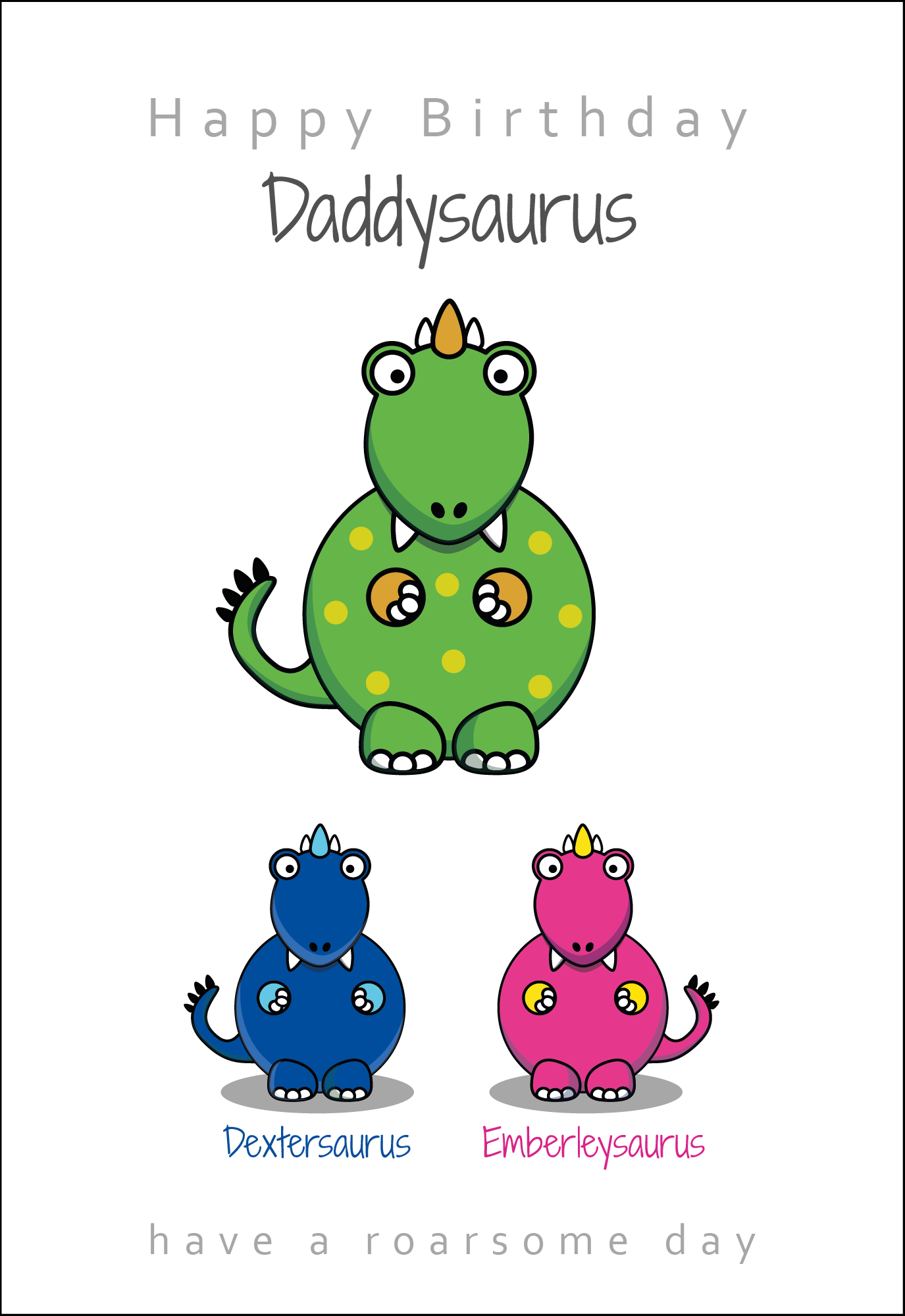 Personalised Twin Dad Birthday Card - Dinosaur