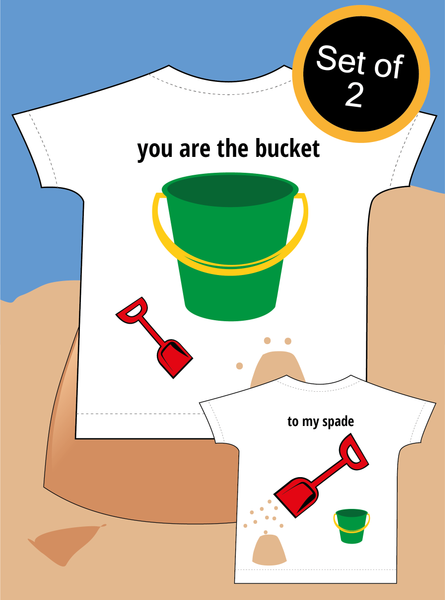 Bucket and Spade T-Shirt - clothes for twins- Set of 2