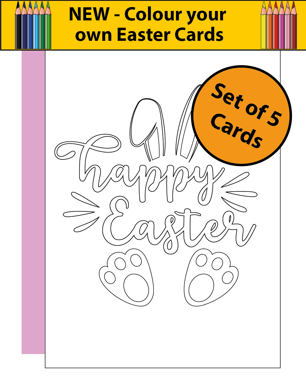 Colour your own Easter Cards - Pack of 5