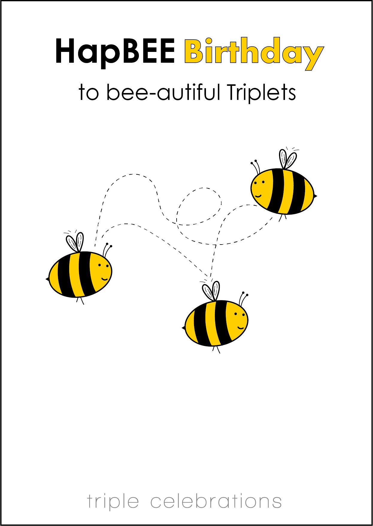 Happy Birthday Card to Triplets