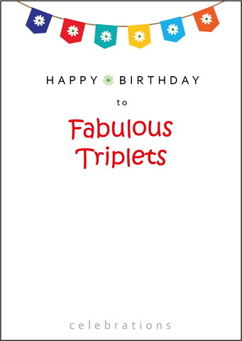 Happy Birthday Card to Triplets