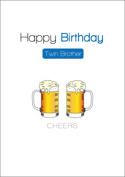 Twin Brother Birthday Card, Twins Birthday Cards UK, Personalised Twin Birthday Cards, Birthday card for my Twin Brother, To my Twin Birthday Card