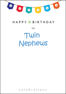 Twin Nephews Birthday Card, Twins Birthday Cards UK, Personalised Twin Birthday Cards, Birthday card for  Twin Nephews, Twins Birthday Card, To Twin Nephews Birthday Card, Twin Nephews Birthday Card