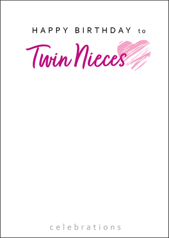 Twin Nieces Birthday Card, Twins Birthday Cards UK, Personalised Twin Birthday Cards, Birthday card for  Twin Nieces, Twins Birthday Card, To Twin Nieces Birthday Card, Twin Nieces Birthday Card