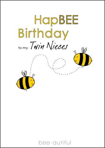 Twin Nieces Birthday Card, Twins Birthday Cards UK, Personalised Twin Birthday Cards, Birthday card for  Twin Nieces, Twins Birthday Card, To Twin Nieces Birthday Card, Twin Nieces Birthday Card