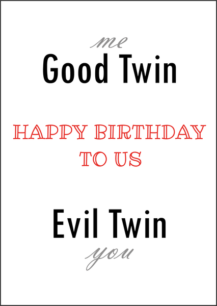 Twin Sister Birthday Card, Card for my Twin Sister, Twin Birthday Card, Twin Greeting Card, Birthday Card for Twins