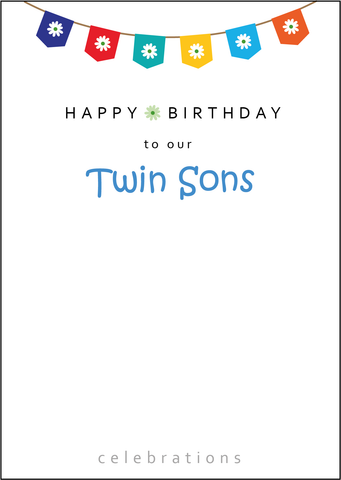 Twin Sons Birthday Card, Twins Birthday Cards UK, Personalised Twin Birthday Cards, Birthday card for our Twin Sons, To our Twins Birthday Card, To our Twin Boys Birthday Card, Twin Sons Birthday Card