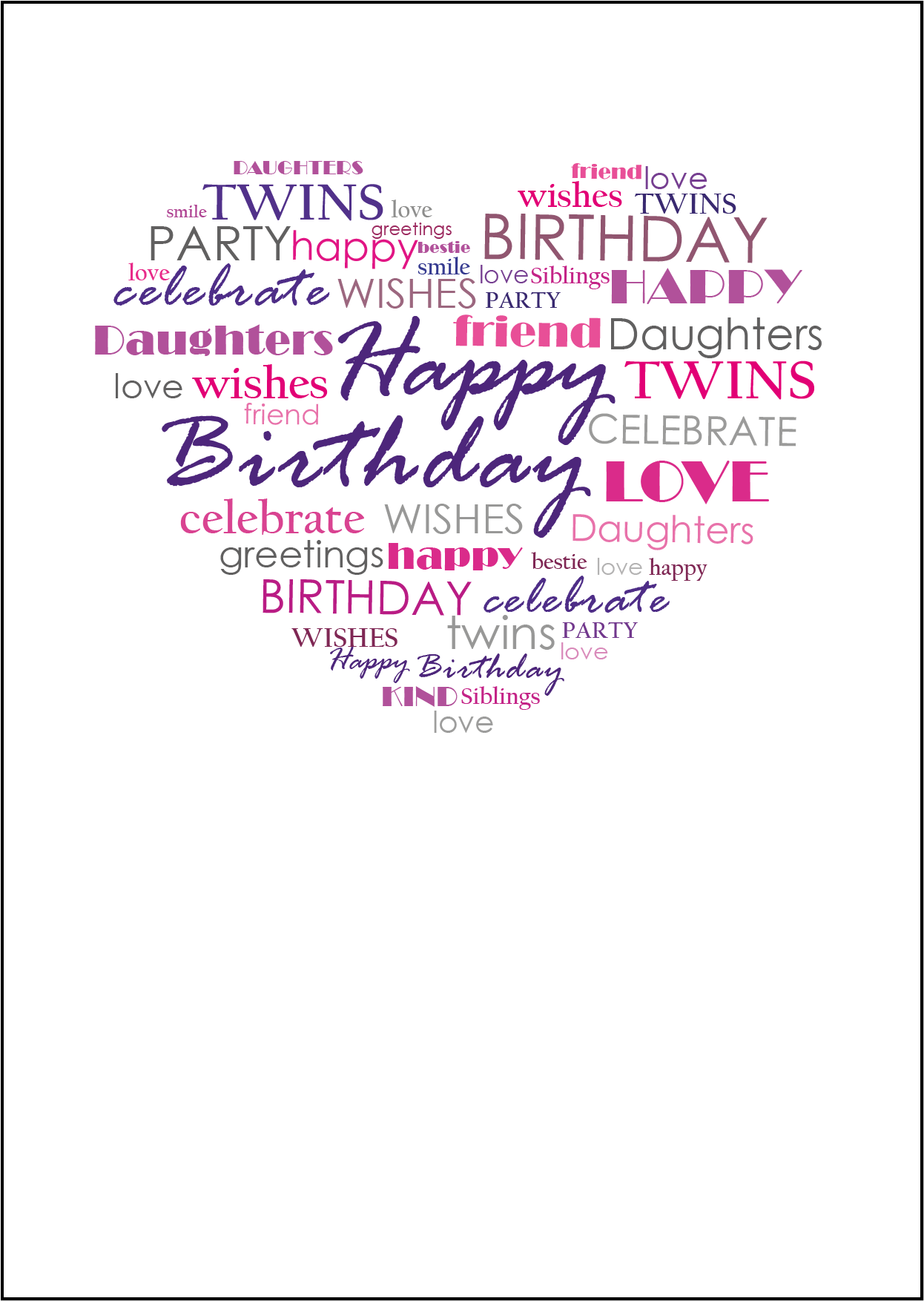 Twin Daughters Birthday Card, Twins Birthday Cards UK, Personalised Twin Birthday Cards, Birthday card for our Twin Daughters, To our Twins Birthday Card, To our Twin Girls Birthday Card, Twin Daughters Birthday Card