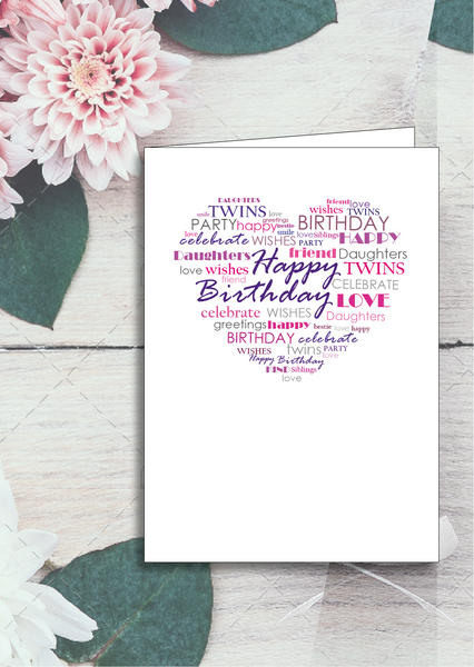 Twin Daughters Birthday Card, Twins Birthday Cards UK, Personalised Twin Birthday Cards, Birthday card for our Twin Daughters, To our Twins Birthday Card, To our Twin Girls Birthday Card, Twin Daughters Birthday Card