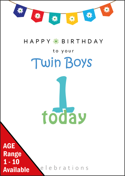 Twins 1st Birthday, Twin Boys 1st Birthday, Twins One today, Twins 1 today, Twin Boys One today, Twin Boys 1 Today,Twin Boys Birthday Card, Twins Birthday Cards UK, Personalised Twin Birthday Cards, Birthday card for your Twin Boys Twins Birthday Card