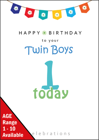 Twins 1st Birthday, Twin Boys 1st Birthday, Twins One today, Twins 1 today, Twin Boys One today, Twin Boys 1 Today,Twin Boys Birthday Card, Twins Birthday Cards UK, Personalised Twin Birthday Cards, Birthday card for your Twin Boys Twins Birthday Card