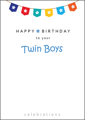 Twin Boys Birthday Card, Twins Birthday Cards UK, Personalised Twin Birthday Cards, Birthday card for your Twin Boys, To your Twins Birthday Card, To your Twin Boys Birthday Card