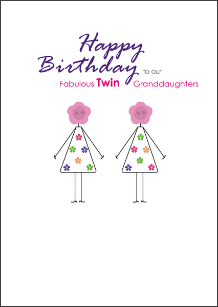 Twin Granddaughters Birthday Card, Twins Birthday Cards UK, Personalised Twin Birthday Cards, Birthday card for  Twin Granddaughters Twins Birthday Card, To Twin Granddaughters, Birthday Card, Twin Granddaughters Birthday Card