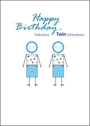 Twin Gransons Birthday Card, Twins Birthday Cards UK, Personalised Twin Birthday Cards, Birthday card for  Twin Grandsons Twins Birthday Card, To Twin Grandsons, Birthday Card, Twin Grandsons Birthday Card