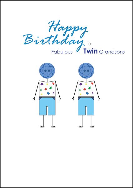 Twin Gransons Birthday Card, Twins Birthday Cards UK, Personalised Twin Birthday Cards, Birthday card for  Twin Grandsons Twins Birthday Card, To Twin Grandsons, Birthday Card, Twin Grandsons Birthday Card